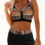 Maryan - Bikini à Motif Géométrique avec Taille Élastique Haute