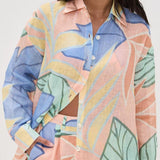 Amandine | Robe Courte Imprimée Feuilles Tropicales