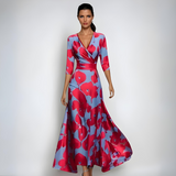 Ellis™ | Élégante robe maxi portefeuille avec imprimé artistique