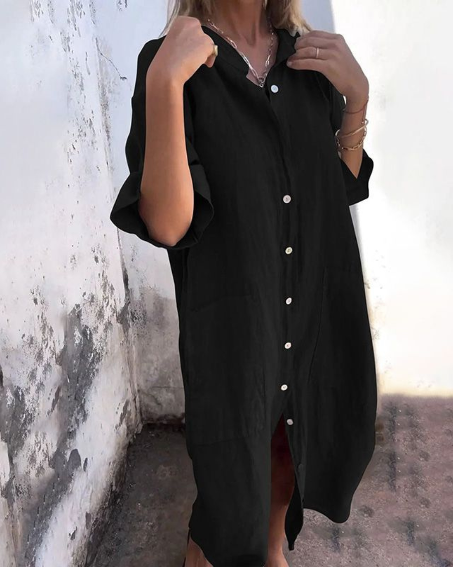 Milena™ | Robe d'été en lin avec boutons