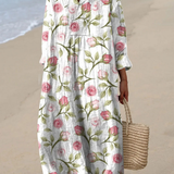 Yelina | Robe Printanière Aérée avec Manches Longues