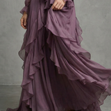 Demetria | Robe Maxi à Col Nœud et Volants