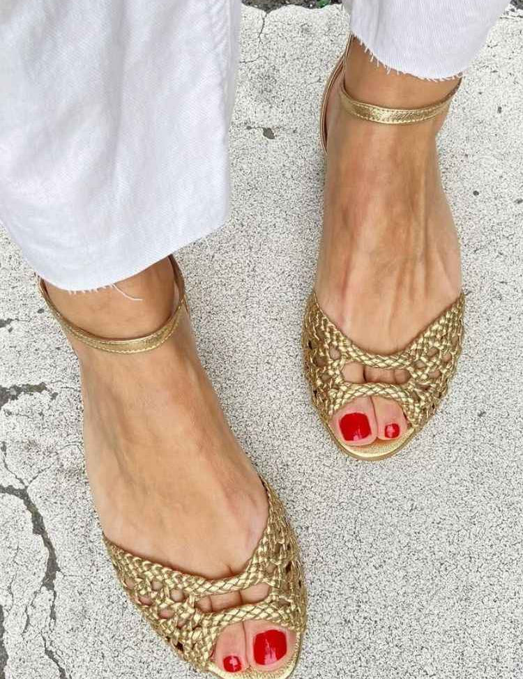 Isadora™ | Sandales Tressées Dorées