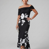 Cosma | Robe Midi à Encolure Drapée Off Shoulder