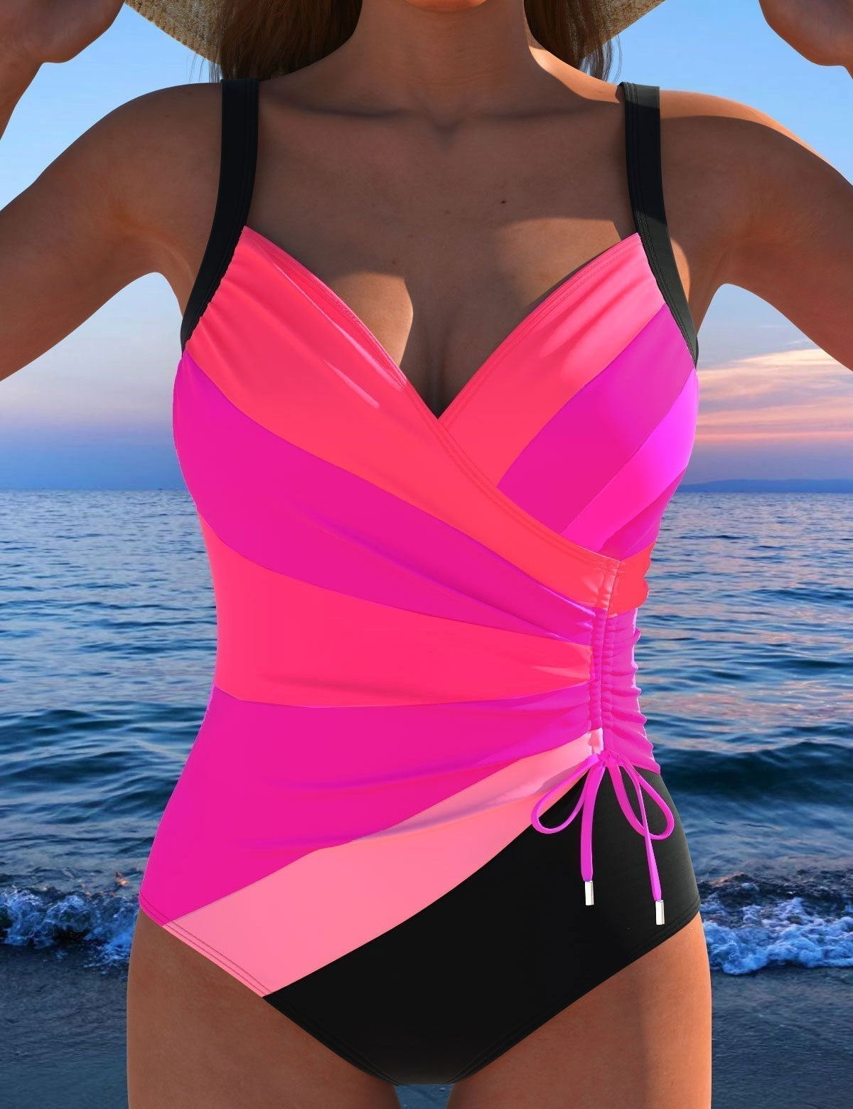 Maillot de bain enveloppant luxueux avec imprimé coloré