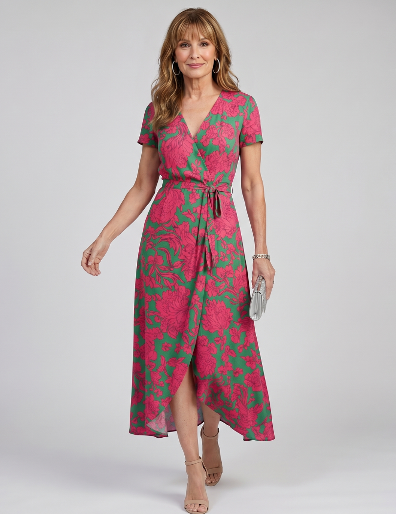 Priya | Robe midi à manches courtes et imprimé floral