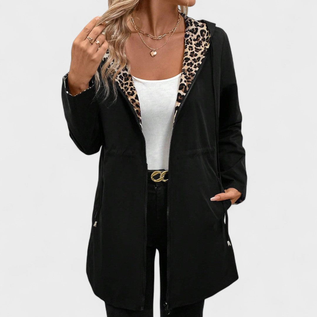Evie | Veste réversible avec capuche et motif léopard