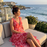 Gala | Robe Midi sans Manches à Décolleté en V Profond avec Motif Peint