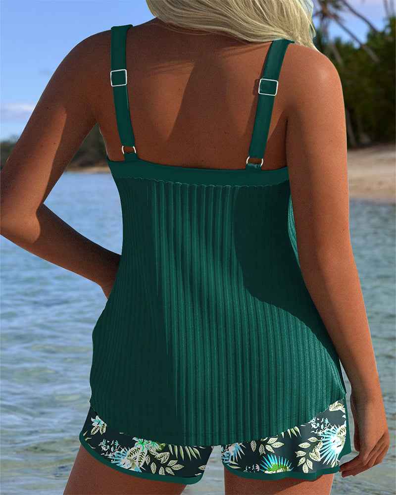 Laluna® | Tankini Rayé avec Short de Plage Deux Pièces