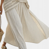 Graziella – top à rayures en bambou naturel et pantalons fluides