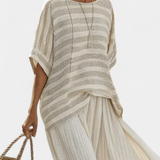 Graziella – top à rayures en bambou naturel et pantalons fluides