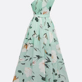 Julie | Robe Maxi Chiffon Florale à Épaules Dégagées Vert Clair