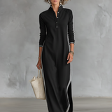 Robe Maxi Sweat Col Boutonné