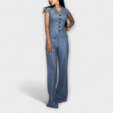Ivy - Ensemble Élégant de Top à Décolleté en V et Pantalons
