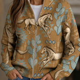 Giovanna™ | Cardigan zippé avec cheval du désert et cactus