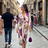 Valentina | Robe midi imprimée à nouer à la taille