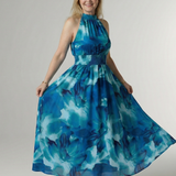 Sylin | Robe Midi à Encolure Halter Froncée