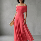 Juin | Robe Midi Drapée à Epaule Dénudée