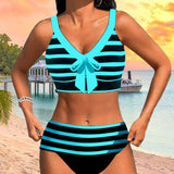 Laluna® | Bikini Rayé Taille Haute