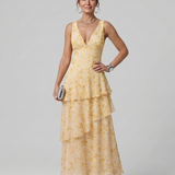 Gala | Robe Midi sans Manches à Décolleté en V Profond avec Motif Peint