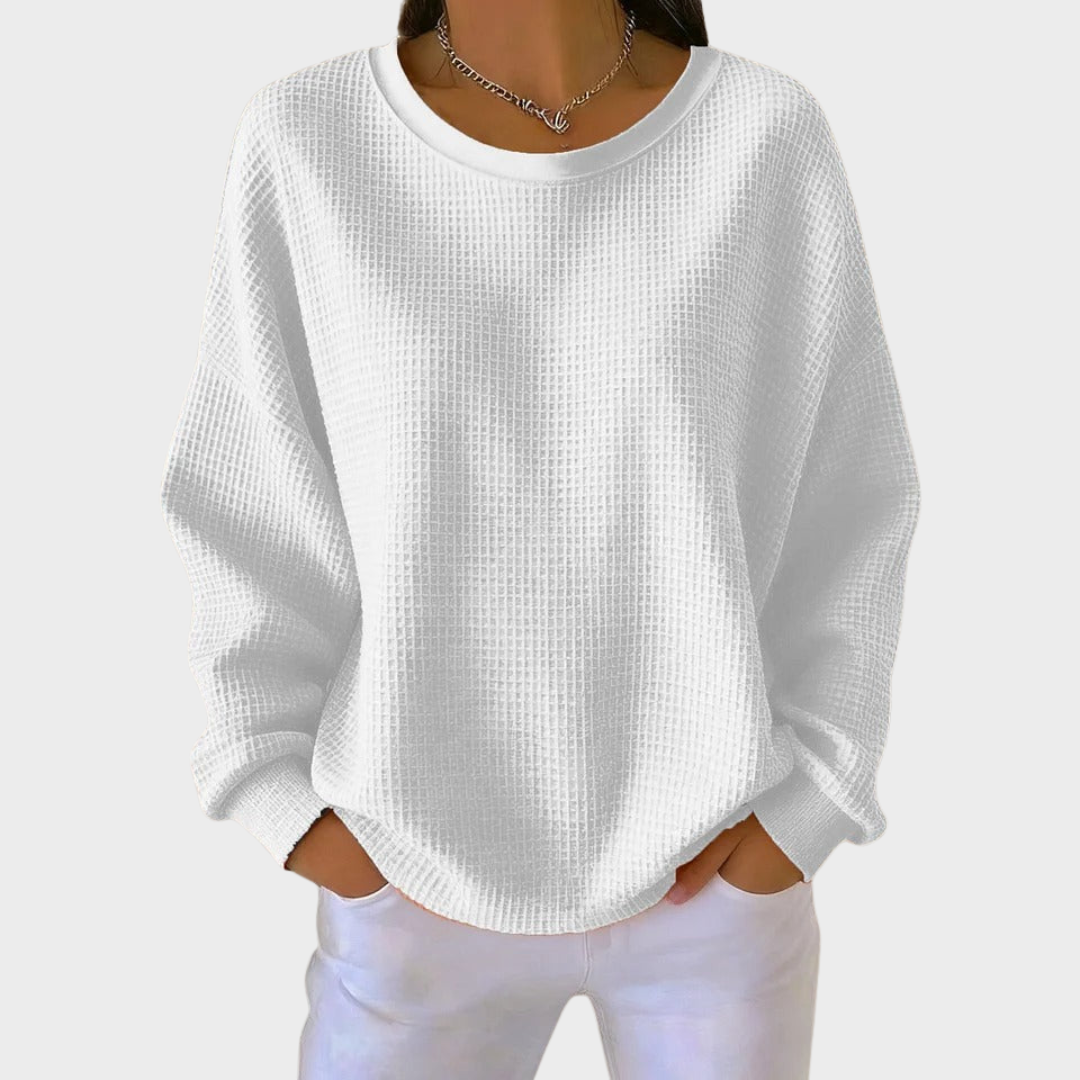 Nora | Pull en Coton Tricoté en Waffle d'Hiver avec Manches Longues