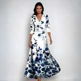 Ellis™ | Élégante robe maxi portefeuille avec imprimé artistique