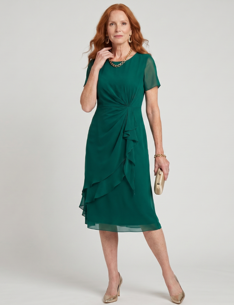 Eira | Robe midi à manches courtes et ourlet superposé