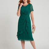 Eira | Robe midi à manches courtes et ourlet superposé
