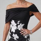 Cosma | Robe Midi à Encolure Drapée Off Shoulder