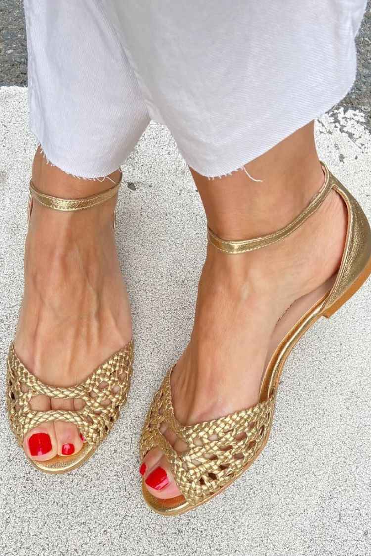Isadora™ | Sandales Tressées Dorées