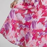 Candlia | Robe Midi à Manches Bouffantes et Imprimé Abstrait