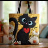 Sac Artisanal - Chat Noir et Marguerites