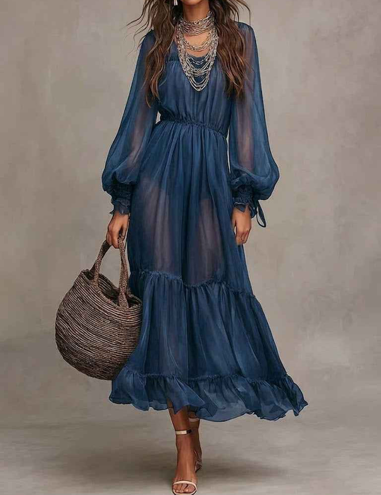 Gerda | Robe Midi Élégante avec Col en V