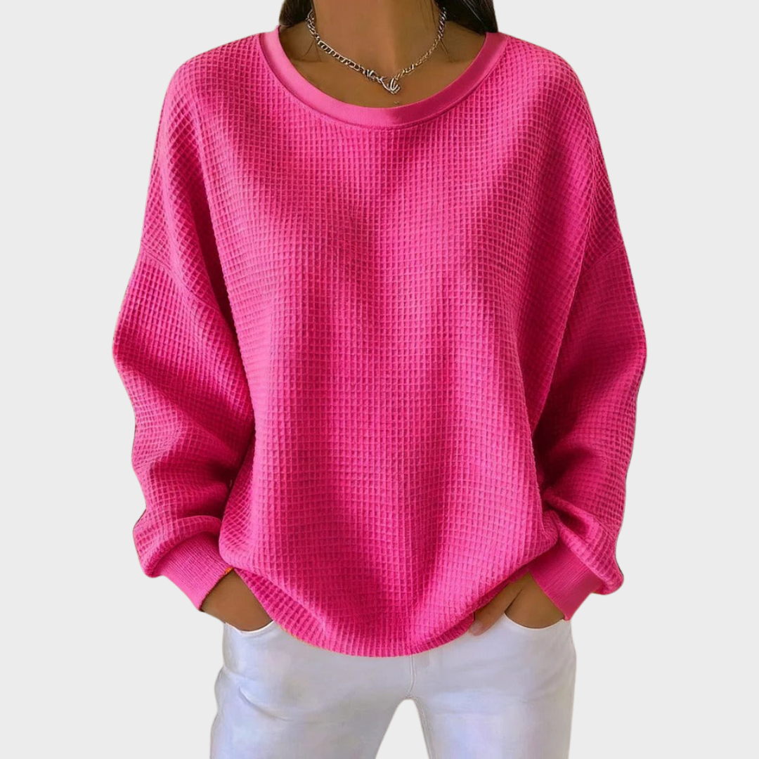 Nora | Pull en Coton Tricoté en Waffle d'Hiver avec Manches Longues