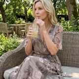 Mirabel | Robe midi à manches volantées et taille froncée avec imprimé floral