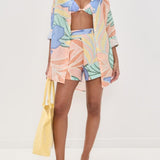 Amandine | Robe Courte Imprimée Feuilles Tropicales