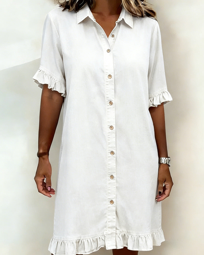 Anne™ | Robe en denim froncée