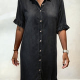 Anne™ | Robe en denim froncée
