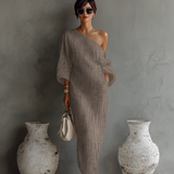 Robe en lin ivoire sans épaules