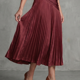 Théodora | Robe midi à taille plissée et rayures