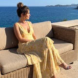 Gala | Robe Midi sans Manches à Décolleté en V Profond avec Motif Peint