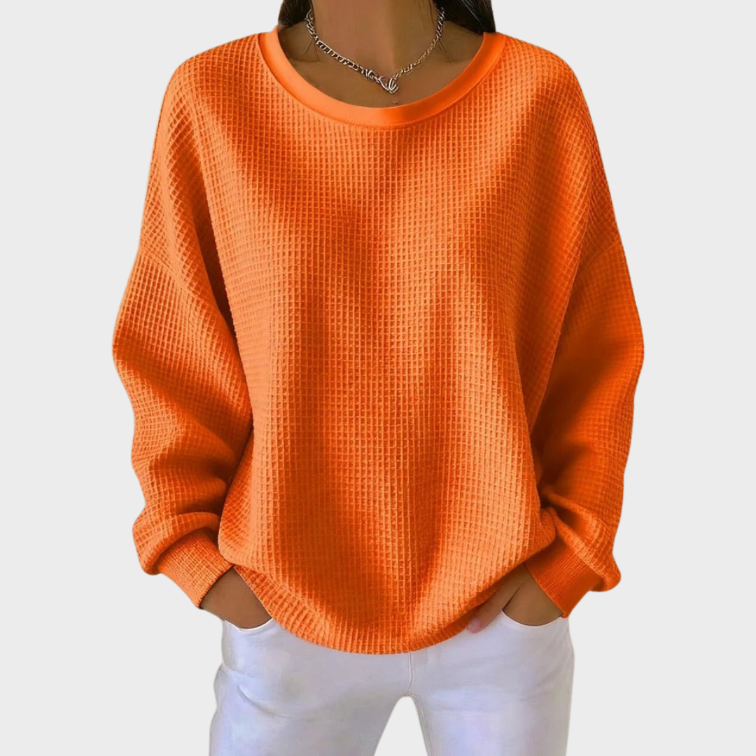 Nora | Pull en Coton Tricoté en Waffle d'Hiver avec Manches Longues