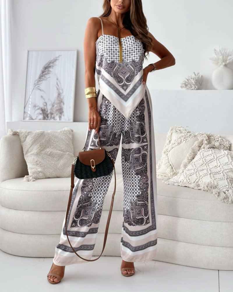 Helen | Ensemble élégant de deux pièces avec top à lacets et pantalon prêt pour les vacances