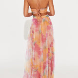 Karen | Robe Maxi Imprimée Fleurie avec Col V