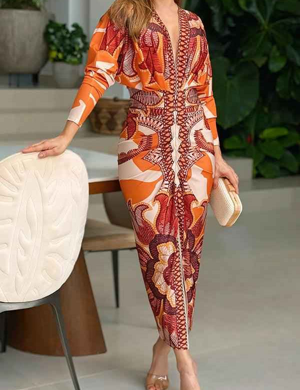Eva | Robe Midi Dolman Imprimée Unique Sun Escape