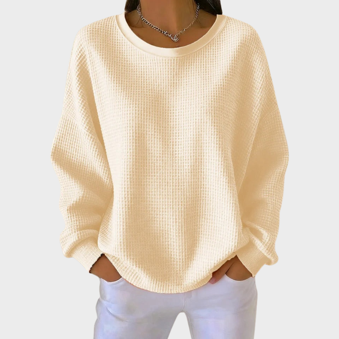 Nora | Pull en Coton Tricoté en Waffle d'Hiver avec Manches Longues