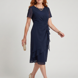 Eira | Robe midi à manches courtes et ourlet superposé