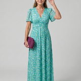 Juna | Robe midi à manches courtes avec imprimé floral délicat