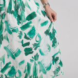Candlia | Robe Midi à Manches Bouffantes et Imprimé Abstrait