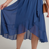 Keziah | Robe midi à manches courtes, drapé fluide